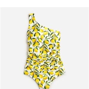 NWT J.CERW Ruched one-shoulder one-piece swimsuit in limoncello $128 Size 8
